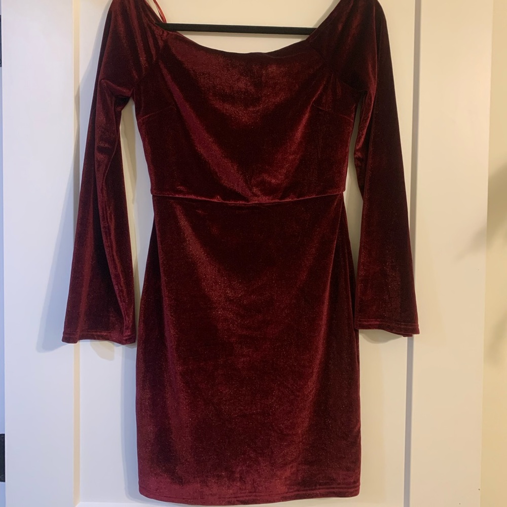 Velvet off the shoulder mini dress